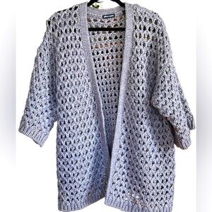 JEFFREY & PAULA Chunky Gray Cardigan Sweater, Size 16/18, GUC.